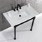 Kingston Brass KVPB37228Q0 37-Inch Console Sink with Stainless Steel Legs (8-Inch, 3 Hole), White/Matte Black KVPB37228Q0 - alternate 2